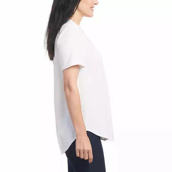 Hilary Radley Ivory White Blouse Easy Care Travel Casual Dressy Blouse Top L - Picture 3 of 7
